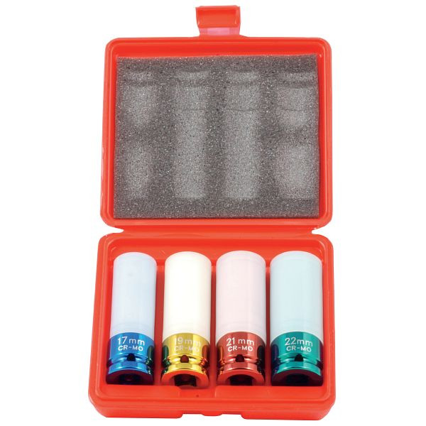ELMAG jeu de douilles à chocs 1/2', version longue, SW 17, 19, 21, 22 mm, revêtement anti-rayures, 42903