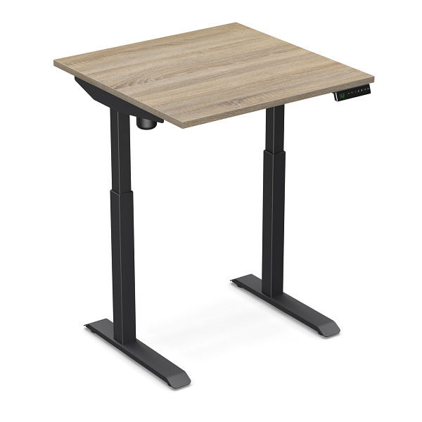 Bureau assis-debout Worktrainer StudyDesk (noir / chêne moyen clair 80 x 80 cm), StD-s-blk-mo
