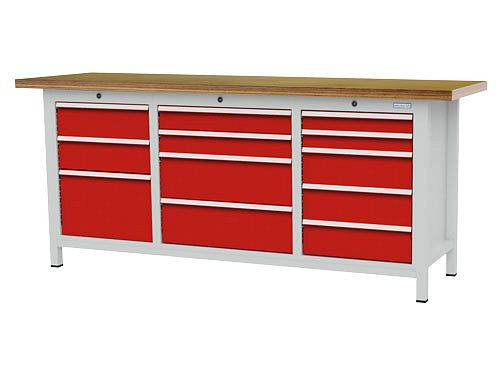 Établi à caissons Bedrunka+Hirth, R 18-16 et R 24-16, nombre de tiroirs 12, dimensions : 2000 x 600 x 859 mm, capacité de charge du(des) tiroir(s) : 75 kg, 03T520H60675