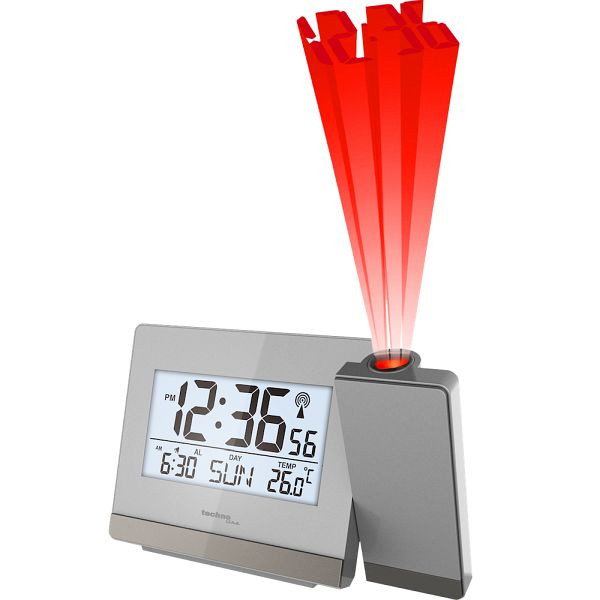 Réveil radio-piloté Technoline, horloge radio-pilotée DCF-77 avec possibilité de réglage manuel, dimensions : 147 x 42 x 92 mm, WT 538