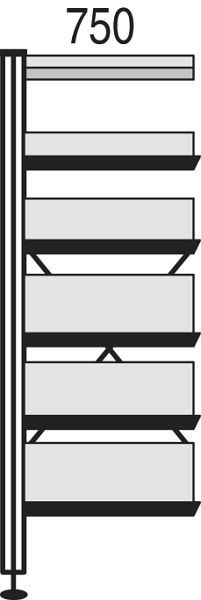 Étagère de bibliothèque Kerkmann Libra, L 750 x H 2300 mm, hêtre, 52134352