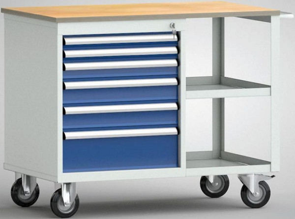 Etabli KLW 1000 x 620 x 830 mm, avec plateau multiplex en hêtre, WS822N-1000M20-E1901