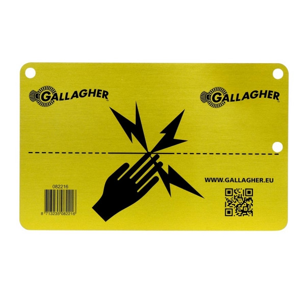 Panneau d'avertissement Gallagher en aluminium UE, 082216