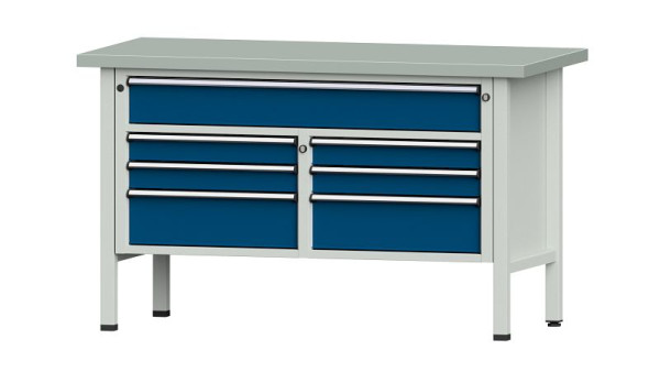 Établis ANKE Établi en caisson, modèle 258 V, 1500 x 700 x 890 mm, RAL 7035/5010, ZBP 40 mm, 304.141