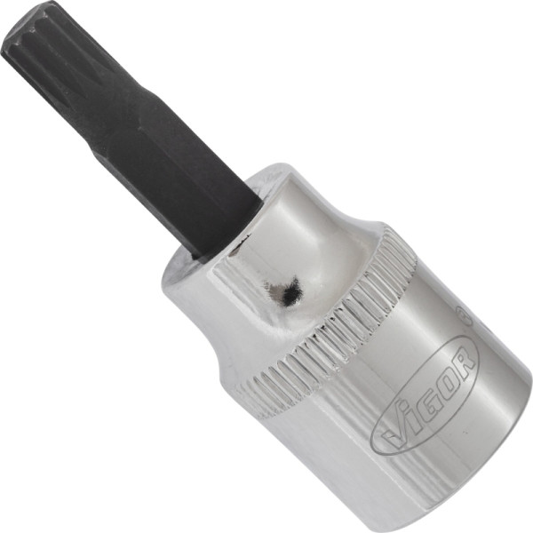 Embout de tournevis VIGOR, carré creux 10 mm (3/8"), profil cannelé interne XZN, M6, longueur : 48 mm, pour commande manuelle, V6107