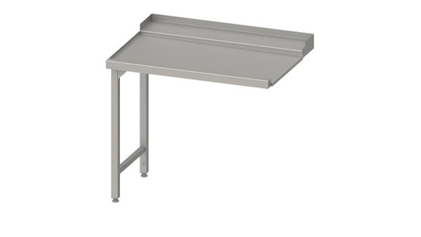 Table égouttoir inox Stalgast, guide panier avec pente, 2 pieds 900x750x880mm, montage côté gauche, avec dosseret, soudé, VAL09712LA