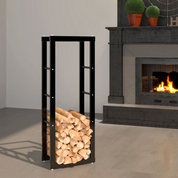 Support à bûches Metra pour intérieur et extérieur, support à bûches en métal extérieur 40x25x100 cm, 10900