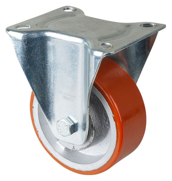 Rouleau de transport BS rollers, rouleau fixe, largeur de roue 40 mm, roue Ø 125 mm, capacité de charge 300 kg, polyuréthane coulé 95 Shore A, fonte, roulement à billes, LSS410.C10.125