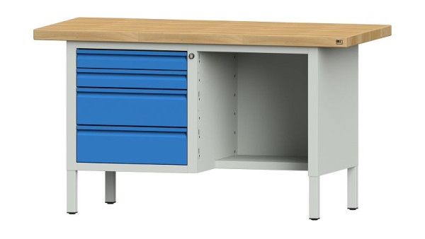 Établis ANKE Établi en caisson, modèle 334 E, 1500 x 700 x 850 mm, RAL 7035/5012, BMP 50 mm, 510.309