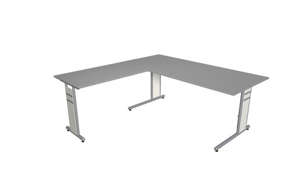 Bureau Kerkmann L 1800 x P 800 x H 680-820 mm avec rallonge/table supplémentaire, forme 4, coloris : graphite, 11409812
