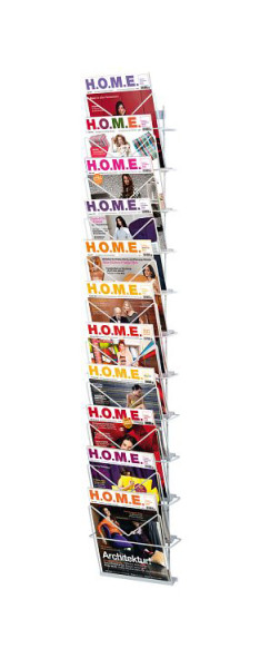 Support mural pour magazines Kerkmann, L 260 x P 135 x H 1400 mm, gris clair, 43650211