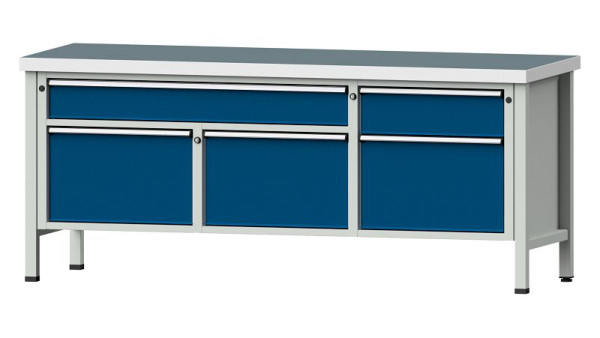 Établis ANKE Établi en caisson, modèle 280 V, 2000 x 700 x 850 mm, RAL 7035/5010, UBP 50 mm, 304.510