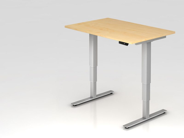 Bureau assis-debout électrique Hammerbacher 120x80cm érable, hauteur de travail 63,5 -128,5 cm, VXDSM12/3/S