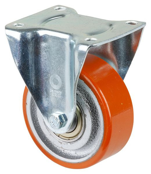 Rouleau de transport BS rollers, rouleau fixe, largeur de roue 38 mm, roue Ø 100 mm, capacité de charge 295 kg, polyuréthane coulé 95 Shore A, fonte, roulement à billes, LB510.C10.100