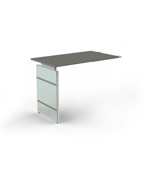 Table d'appoint/bureau supplémentaire Kerkmann, avec cadre latéral, Lugano, L 1000 x P 800 x H 680-760 mm, graphite, 11431912