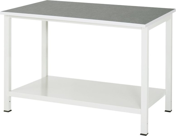 Table de travail RAU série 900, L1250xP800xH825mm, plateau avec revêtement universel/linoléum, avec étagère en bas, profondeur 650mm, 03-900-6-L25-12.12
