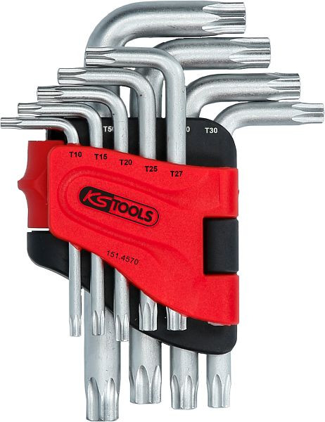 KS Tools Jeu de clés mâles Torx avec alésage, courtes, 9 pièces TB10-TB50, 151.4570