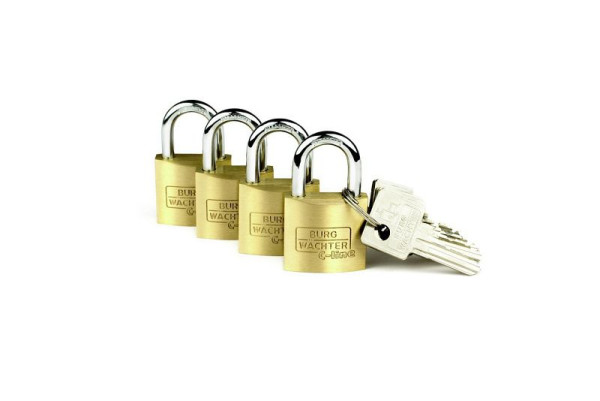 BURG-WÄCHTER lot de 4 - cadenas à cylindre Quadro 222 30 SB, HxLxP (extérieur) : 50,1 x 30 x 11,8 mm, UE : 20 pièces (5x jeux de 4), 29931