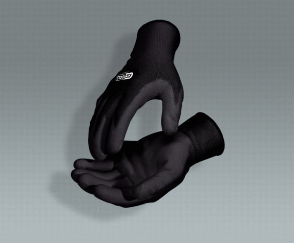 KS Tools gants en tricot micro fin noir, 8/m, 12 paires, 310.0491