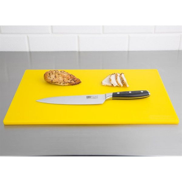 Planche à découper Hygiplas antibactérien LDPE jaune 450x300x10mm, HC861