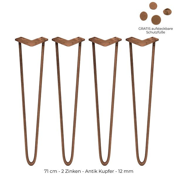 Monster 4 x Hairpin Legs 71 cm pieds de table 2 entretoises, 26522