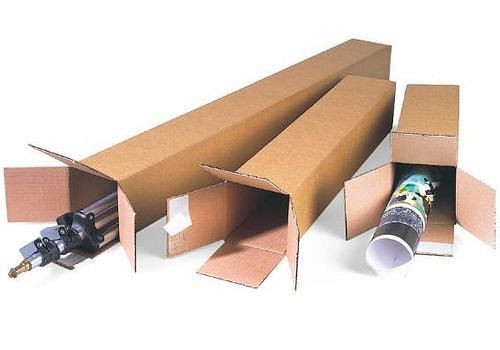 DENIOS Quattrobox avec fermeture autocollante, carton pliable 1 paroi, 108 x 108 x 611 mm, format A1, paquet de 25, 299476