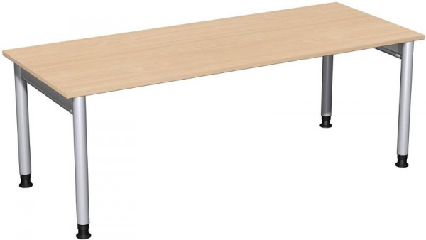 Bureau geramöbel réglable en hauteur, 2000x800x680-820, hêtre/argent, N-657147-BS