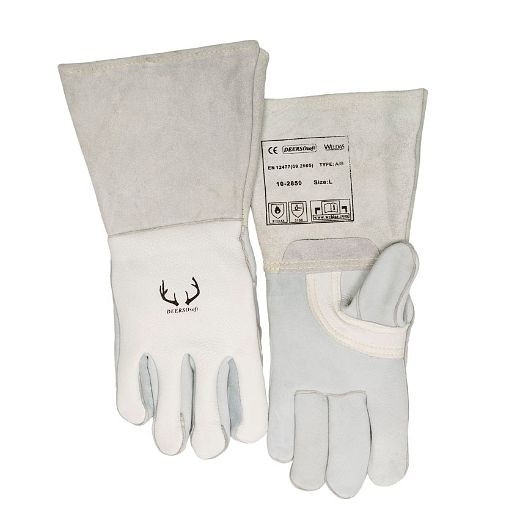 ELMAG Gants de soudage à 5 doigts WELDAS 10-2850 XL, MIG/MAG/MMA en cuir de cerf, longueur : 36 cm, taille 9,5 (1 paire), 59113