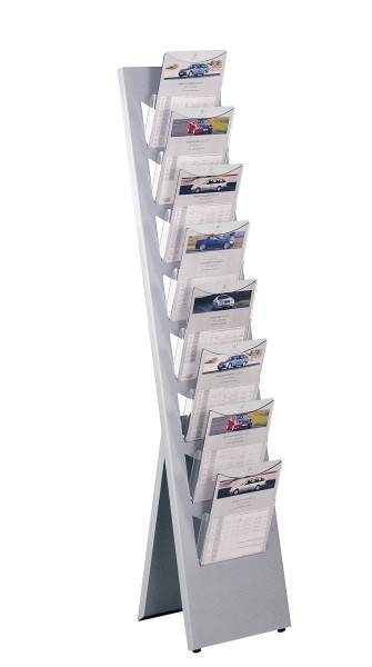 Kerkmann présentoir à brochures Vito, L 320 x P 420 x H 1320 mm, aluminium argent, 41635814