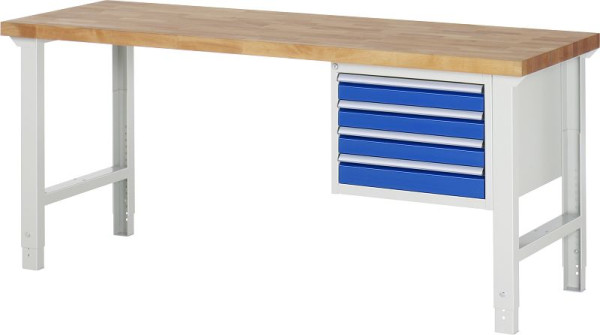 Etabli RAU série 7000 - modèle 7133, L2000 x P700 x H790-1140 mm, base système L2000 x P650 x H750-1100 mm, 03-7133A1-207B4H.11