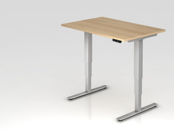 Bureau assis-debout Hammerbacher électrique 120x80cm chêne, hauteur de travail 63,5 -128,5 cm, VXDSM12/E/S