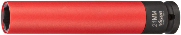 Douille pour clé à chocs VIGOR SW 21, 150 mm, carré 12,5 mm (1/2 pouce), profil à six pans extérieurs, 21 mm, V5932