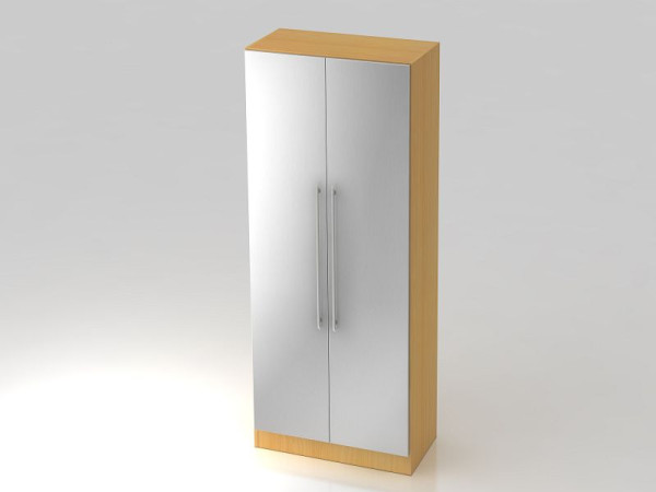 Armoire Hammerbacher 5OH, panneau de base, poignée de garde-corps hêtre/argent, 80x42x200,4 cm (LxPxH), V7200/6/S/RE