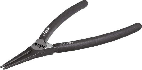 Pince à circlips VIGOR, 180 mm, pour fusibles externes, version droite, forme A DIN 5254, diamètre de pointe 1,8 mm, V1717