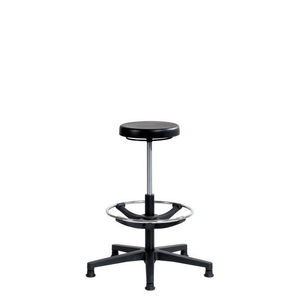 Tabouret de travail SOFAME ERGOLINE avec patins et repose-pieds, hauteur d'assise 54-80 cm, piètement polyamide, W050110007