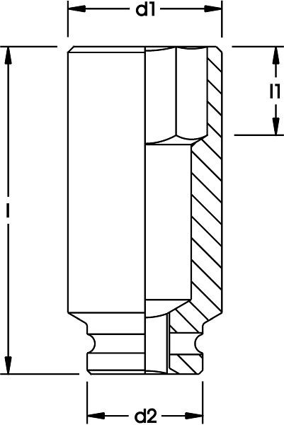 Insert de clé électrique ELORA 1 ", très profond, hexagonal, 792LT, taille: 46 mm, 0792020465100