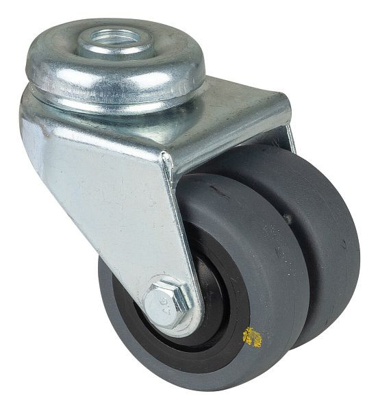 Appareil à rouleaux BS double rouleau, largeur 2x18 mm, Ø50 mm, jusqu'à 60 kg, caoutchouc gris, conducteur d'électricité, roulement à billes, lot de 2, B101.A89.050