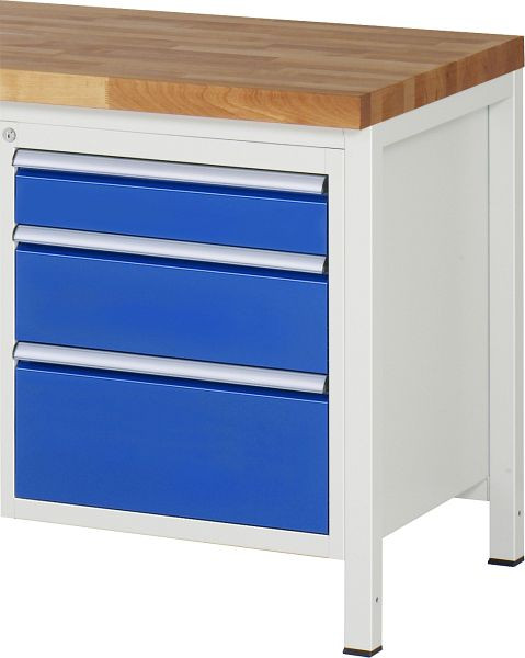 Conteneur à sous-construction RAU série 7000, L580 x P650 x H620 mm, 3 x tailles de tiroirs L 1xH120, 1xH180, 1xH240 mm, ouvert en haut, 03-L3.16A.11