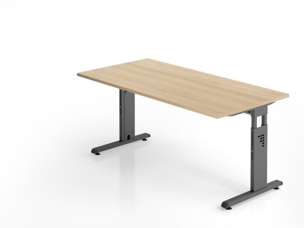 Bureau Hammerbacher OS16, 160 x 80 cm, plateau : chêne, épaisseur 25 mm, chant ABS 2 mm, forme rectangulaire, VOS16/E/G