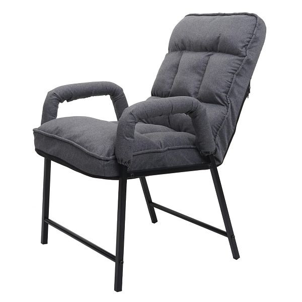 Chaise de salle à manger Mendler HWC-K40, chaise rembourrée, dossier réglable en métal de 160 kg, tissu/textile gris foncé, 92127