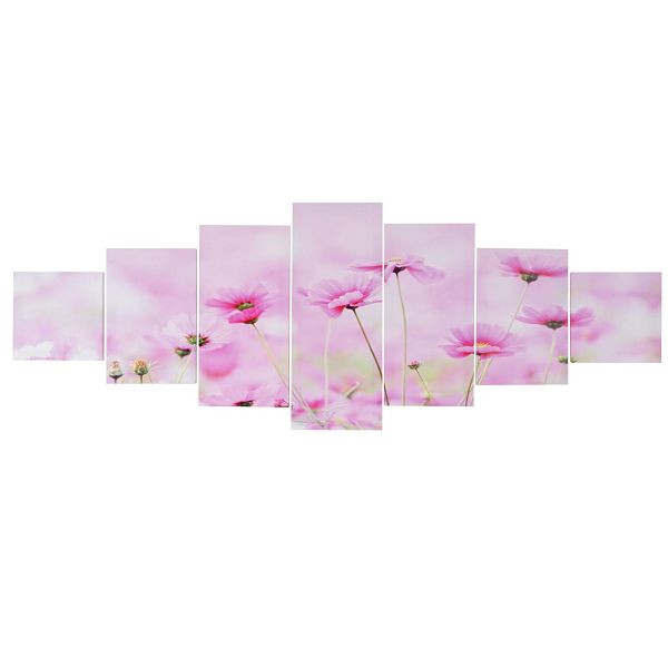 Tableau sur toile Mendler T375 XL, impression d'art sur châssis mural, 7 parties 245x87cm, fleurs, 39165