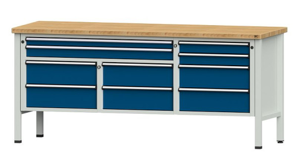 Établis ANKE Établi en caisson, modèle 285 V, 2000 x 700 x 890 mm, RAL 7035/5010, BMP 40 mm, 304.581