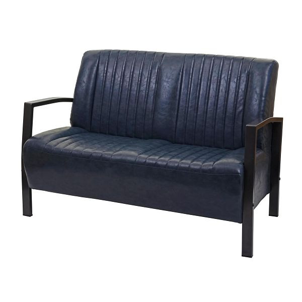 Canapé 2 places Mendler HWC-H10, canapé 2 places, design industriel en métal imitation cuir, gris vintage, 72473