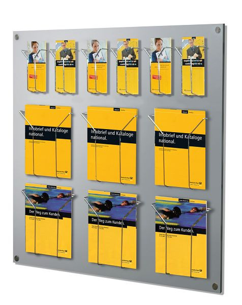 Kerkmann Focus porte-brochures mural, L 750 x H 1000 mm, aluminium argenté, 43620114