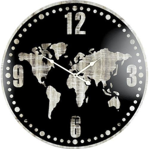 Horloge murale à quartz Technoline carte du monde, matériau MDF, dimensions : Ø 60 cm, 938228