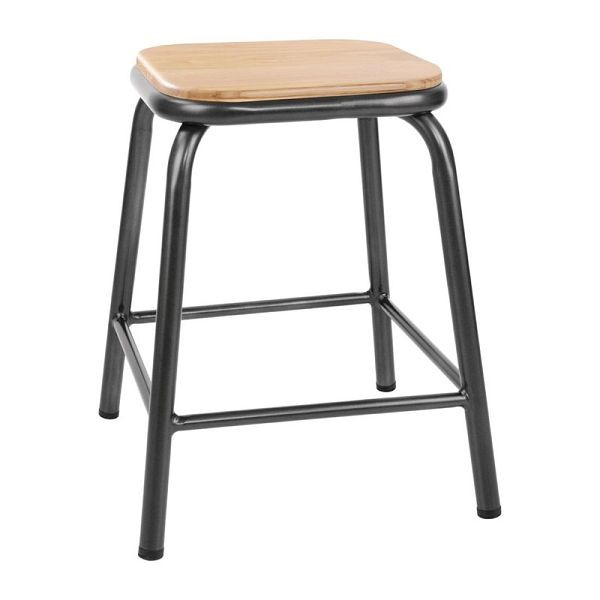 Tabouret bas Bolero Cantina avec assise en bois gris métallisé (4 pièces), FB930