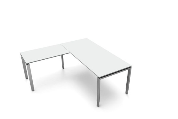 Bureau Kerkmann, L 1800 x P 800 x H 680-820 mm avec table d'extension, forme 5, coloris : gris clair, 11415311