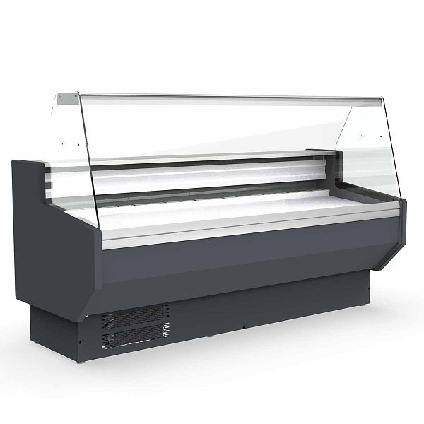 Vaiotec TOPLINE comptoir réfrigéré 200 - façade droite en verre "gris", 198,5x80x123,5 cm, 10742