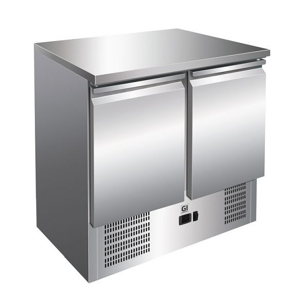 Table de refroidissement Gastro-Inox en acier inoxydable avec 2 portes, refroidissement par convection, capacité nette 257 litres, 202.010