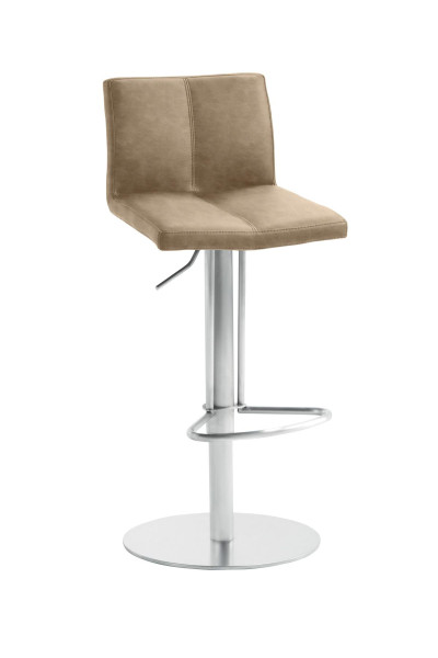 Mayer Sitzmöbel , structure en acier inoxydable, coque d'assise rembourrée avec surpiqûres, cuir artificiel, beige, 1242_04_26478